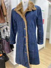 Load image into Gallery viewer, Xntrik vintage denim/faux fur coat S
