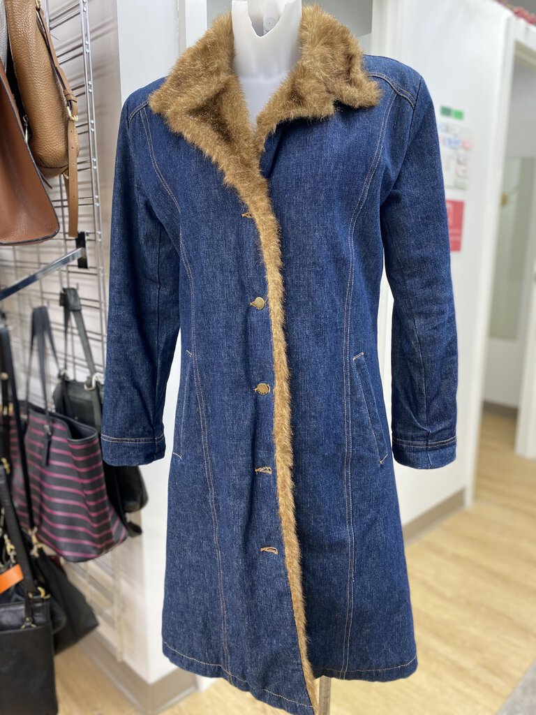 Xntrik vintage denim/faux fur coat S