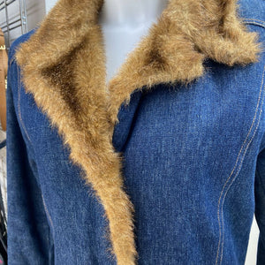 Xntrik vintage denim/faux fur coat S