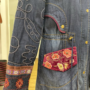 Desigual embroidered lined denim coat 36