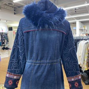 Desigual embroidered lined denim coat 36