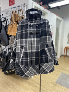 Zara plaid wool blend cape L