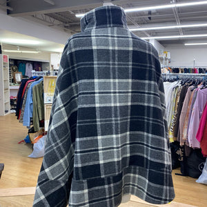 Zara plaid wool blend cape L