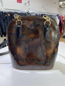 Hand Made in Florence equestrian print leather handbag