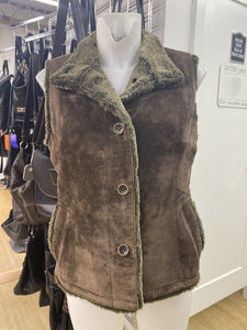 Vintage suede fur lined vest XS