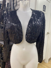 Load image into Gallery viewer, Carolyne Barton silk lined sequin shrug L
