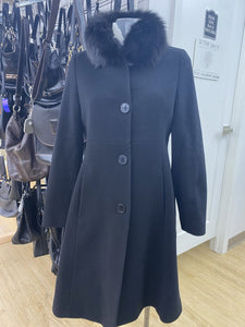 Mallia fur trim wool/cashmere/blend coat M