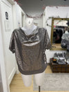 H Halston sequin front top NWT M