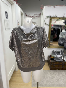 H Halston sequin front top NWT M