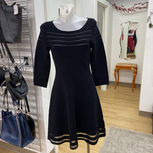 Eliza J ribbed/sheer stripes dress M