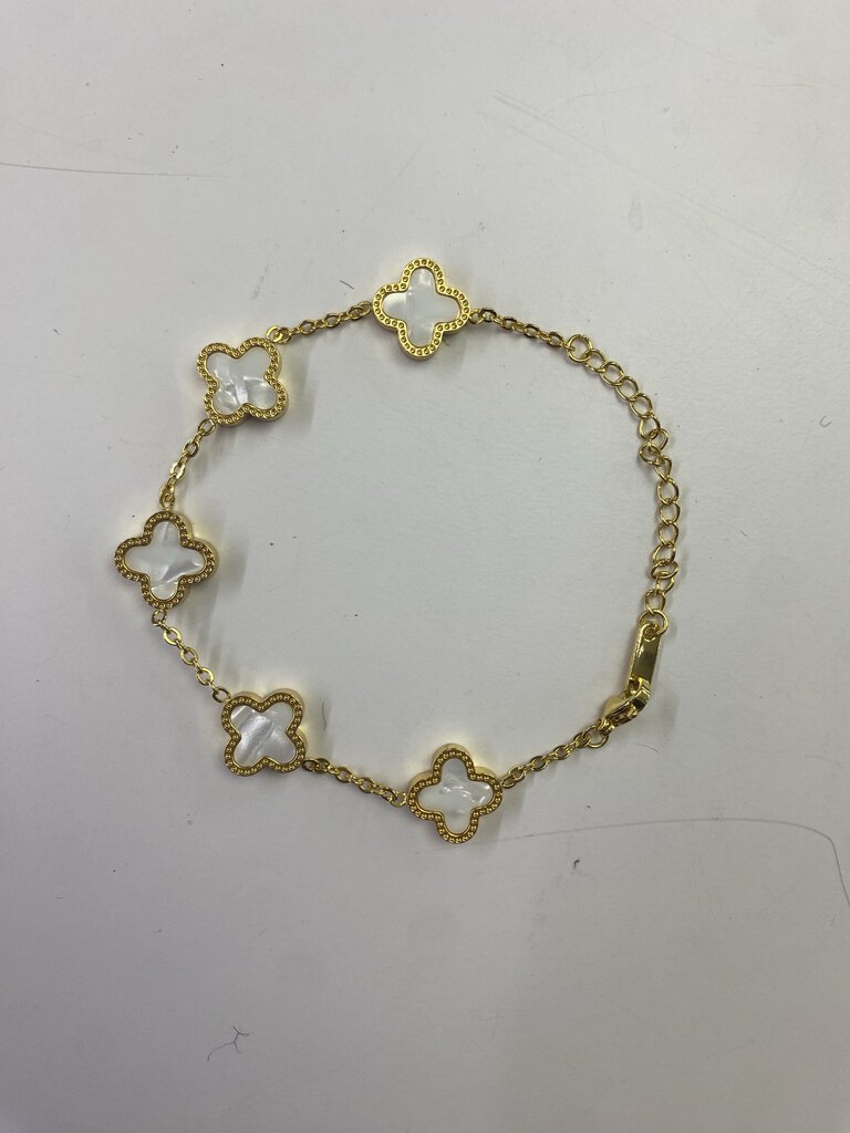 18K Mother of Pearl clover bracelet