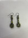 .925 green stone dangly earrings