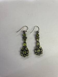 .925 green stone dangly earrings