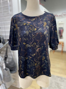 Contemporaine velour floral top S