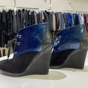 Hogan suede/patent wedge booties 35