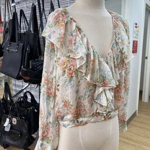 Zara floral semi-sheer top NWT XL