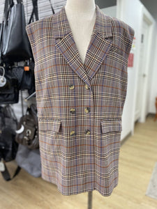 Indi & Cold plaid sleeveless blazer L