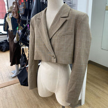 Load image into Gallery viewer, Zara cropped plaid blazer M
