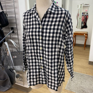 Talbots cotton/linen gingham top S