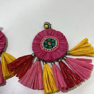 Raffia statement earrings