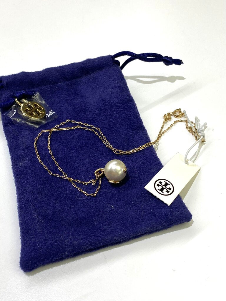 Tory Burch necklace w pearl pendant NWT