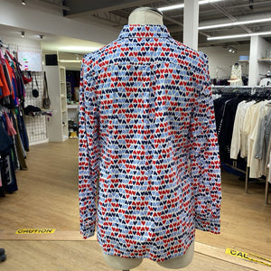 Talbots hearts print button up M