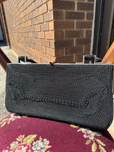 Load image into Gallery viewer, Vintage Black Gold seal ribbed clutch (Circa 1940s)
