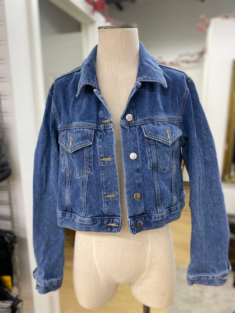 H&M cropped denim jacket M