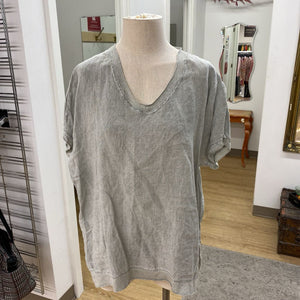 Saks fifth Ave metallic trim linen top XL