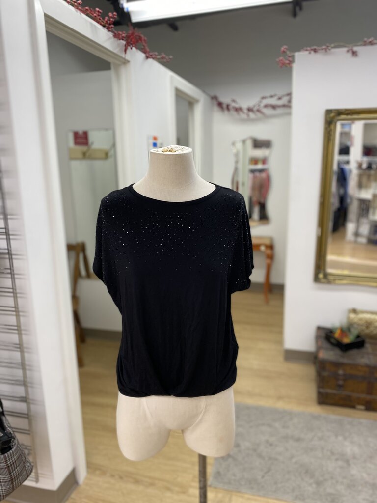 Melanie Lyne black rhinestones top NWT XS
