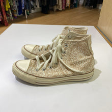 Load image into Gallery viewer, Converse gold print hightop sneakers 8

