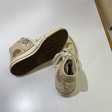 Load image into Gallery viewer, Converse gold print hightop sneakers 8
