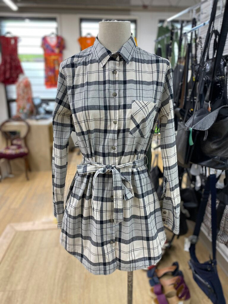 Roots plaid belted tunic M