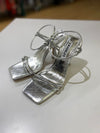 Caverly Kolt Heel Crinkle Silver sandals NWOT 37