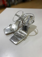 Load image into Gallery viewer, Caverly Kolt Heel Crinkle Silver sandals NWOT 37
