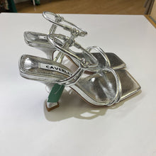 Load image into Gallery viewer, Caverly Kolt Heel Crinkle Silver sandals NWOT 37
