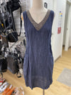 Lina Tomei beaded linen dress L