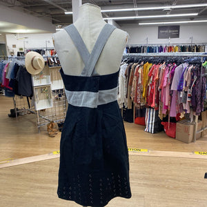 Jennifer Glasgow eyelet/striped dress L