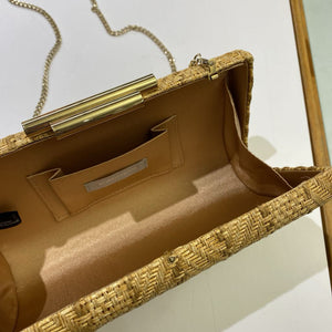 Nordstrom hard shell straw handbag