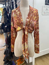 Dynamite cropped shirt top L NWT