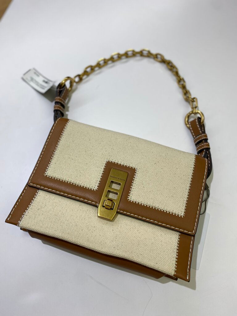 Charles & Keith canvas/pleather handbag NWT