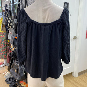Sanctuary eyelet sleeve top M