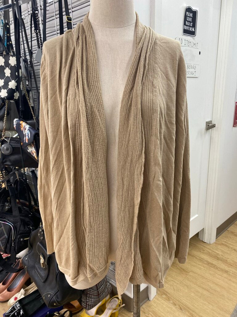 Lands End light knit cotton/silk/cashmere open cardi L