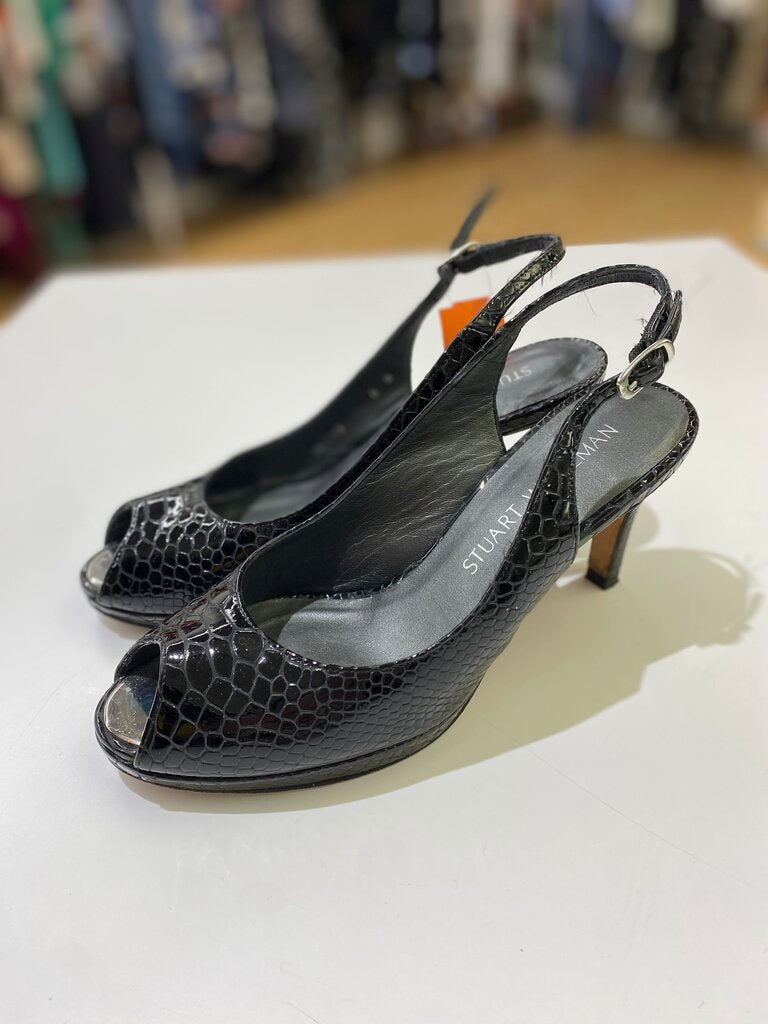 Stuart Weitzman patent snake print slingbacks 6