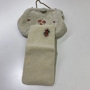 Vintage Made in France beaded evening bag w matching wallet