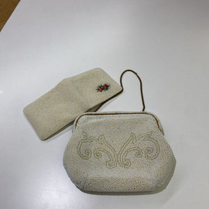 Vintage Made in France beaded evening bag w matching wallet