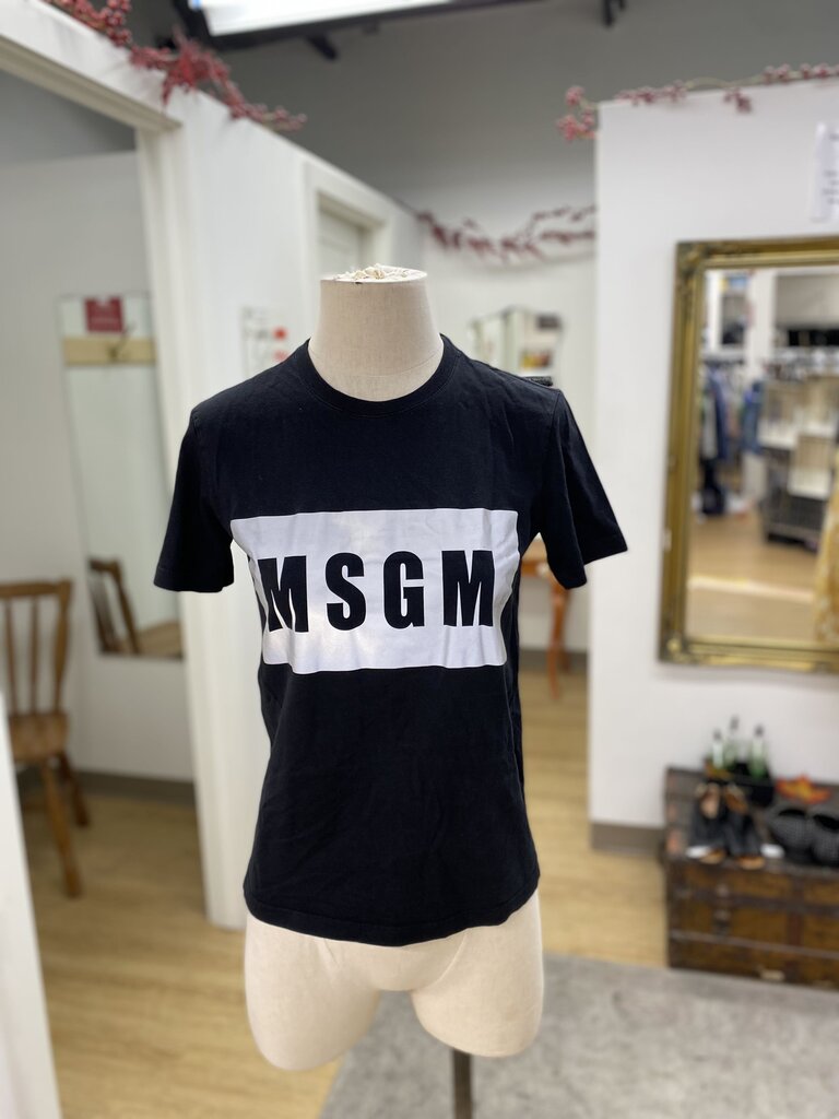 MSGM grey/black logo tee XS