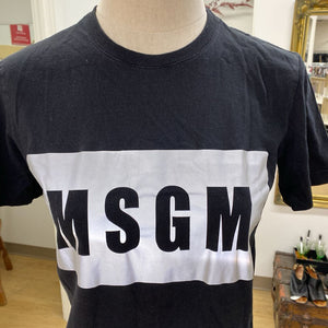 MSGM grey/black logo tee XS