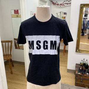 MSGM grey/black logo tee XS