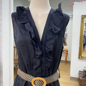 Zara linen blend belted dress L